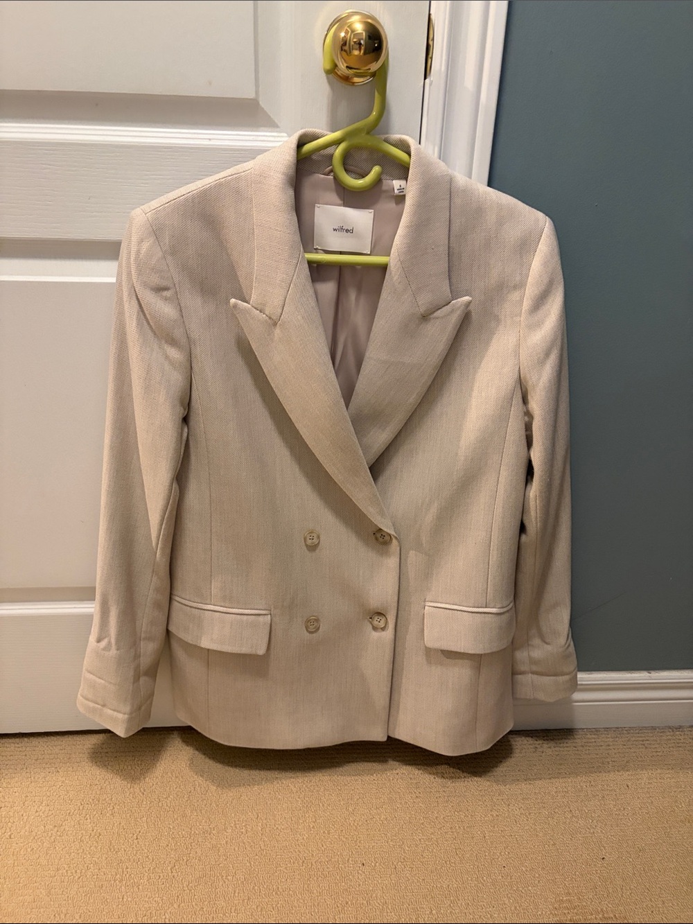Wilfred Beige Double-Breasted Blazer Jacket